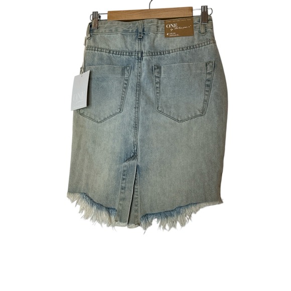 One by One Teaspoon Distressed Skirt Women 24 Denim Cotton Casual Button Fly New - Picture 8 of 11